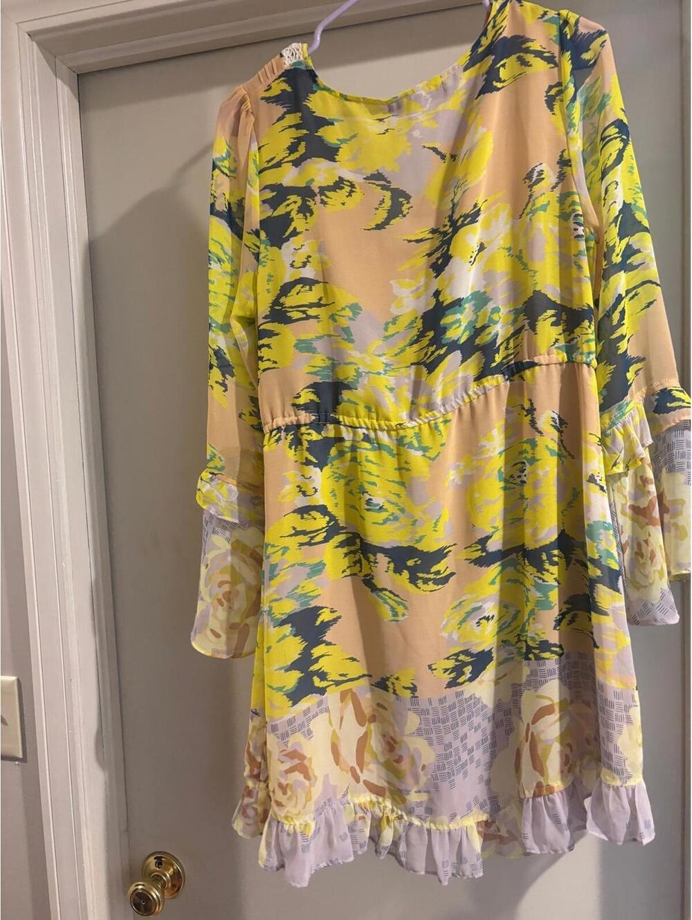 Sanctuary Clothing Boho Floral Dress | NWOT Flowy Bell Sleeve Tunic Mini Medium - Picture 5 of 5